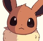 :< ambiguous_gender brown_body brown_eyes brown_fur feral fluffy fur looking_at_viewer neck_tuft shadow simple_background solo tan_body tan_fur tuft white_background inukami_hikari nintendo pokemon canid canine eevee generation_1_pokemon mammal pokemon_(species) 2022 digital_media_(artwork) hi_res icon reaction_image translated_description