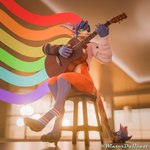 1:1 3d_(artwork) anthro blender_(artwork) canid canine clothing digital_media_(artwork) eris_nova felid fox guitar hair hi_res lgbt_pride male mammal musical_instrument pantherine playing_music plucked_string_instrument pride_color_flag pride_colors rainbow rainbow_pride_colors solo string_instrument tail tiger winterdabeast