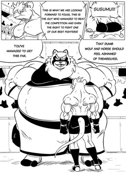 anthro balls barely_visible_balls barely_visible_genitalia belly big_belly buckteeth clothed clothed_anthro clothed_male clothing dialogue duo_focus eyebrows genitals gloves group hair handwear male male_anthro muscular muscular_male open_mouth open_smile overweight overweight_male pecs size_difference smile speech_bubble teeth text thick_eyebrows topless reagan700 canid canine mammal mouse murid murine raccoon_dog rodent tanuki black_and_white comic digital_drawing_(artwork) digital_media_(artwork) english_text hi_res monochrome