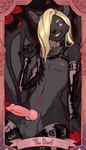 animal_genitalia animal_penis ball_tuft balls belt black_body black_fur blonde_hair canine_genitalia canine_penis card cheek_tuft claws clothing collar dominant facial_tuft fangs femboy flower fur genitals grey_body grey_fur hair handwear harness holding_object holding_whip latex latex_clothing latex_handwear latex_harness latex_legwear legwear long_hair looking_at_viewer major_arcana male membrane_(anatomy) membranous_wings nipples penis pink_eyes pink_sclera plant rose_(flower) sheath slim solo tarot tarot_card teeth the_devil_(tarot) tuft whip wings womb_tattoo yabeweny surfal_hoptokins_(jackhazardous) canid canine fox mammal vulpkanin 2025 digital_media_(artwork) hi_res portrait three-quarter_portrait