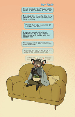 anthro barefoot biped blush borderless_panel bowl bowl_on_lap brown_eyes cellphone clothed clothed_anthro clothing container crossed_legs electronics feet food fur furniture grey_body grey_fur head_tuft heart_symbol holding_cellphone holding_object holding_phone holding_smartphone looking_at_cellphone looking_at_object looking_at_phone male message_box on_sofa phone pillow plant pointy_ears prick_ears salad sitting sitting_on_sofa smartphone snout sofa solo text text_message texting tuft tusks vegetable watery_eyes yellow_sclera falco_works pen_(falco_works) cervine deer mammal tufted_deer 2024 comic digital_media_(artwork) english_text hi_res one_panel_comic