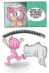 anthro big_eyes breasts butt communal_shower drying featureless_feet feet female green_eyes public_shower simple_background text toony towel towel_on_head towel_wrap white_background sandunky sega sonic_the_hedgehog_(series) amy_rose eulipotyphlan hedgehog mammal 2:3 absurd_res comic english_text hi_res