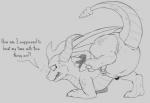 butt cloth_diaper clothing dialogue diaper feet feral furgonomics horn looking_back male raised_leg raised_tail solo tail teeth text wings poofy_dragon activision european_mythology mythology spyro_the_dragon spyro dragon mythological_creature mythological_scalie scalie western_dragon 2018 english_text monochrome