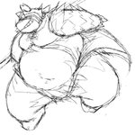 anthro belly biped kemono male overweight overweight_anthro overweight_male simple_background solo white_background chiro_(artist) fanfan bear giant_panda mammal 1:1 2013 monochrome