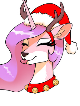 blep eyes_closed female feral holidays horn solo tongue tongue_out wings user001 christmas friendship_is_magic hasbro my_little_pony mythology princess_celestia_(mlp) deer equid equine mammal mythological_creature mythological_equine winged_unicorn 3:4 hi_res