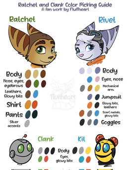 anthro blue_eyes clothing color_swatch ear_piercing ear_ring eyebrows eyelashes eyewear eyewear_on_head female fur goggles goggles_on_head green_eyes headgear headwear machine male piercing ring_piercing scarf smile striped_body striped_fur stripes text white_body white_fur yellow_body yellow_fur littlelombaxart ratchet_and_clank sony_corporation sony_interactive_entertainment clank_(ratchet_and_clank) kit_(ratchet_and_clank) ratchet_(ratchet_and_clank) rivet_(ratchet_and_clank) lombax mammal robot 2025 english_text hi_res