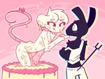 ambiguous_gender anthro black_body black_fur blush duo femboy fur intersex intersex/male male white_body white_fur whygena cay_(toxoglossa) reggie_(whygena) mammal murid murine rat rodent hi_res