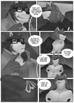 anthro arc_(sush1d0g3) belly bulge canid canine canis comic dialogue domestic_dog duo english_text fish hi_res ken_(sush1d0g3) male male/male mammal marine monochrome muscular muscular_anthro muscular_male pecs shark slightly_chubby slightly_chubby_anthro slightly_chubby_male sush1d0g3 text