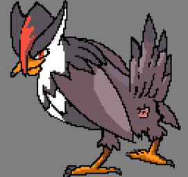 animal_genitalia avian_caruncle beak butt claws cloaca dewlap_(anatomy) feathered_crest feathers feet female feral folded_wings genitals head_crest multicolored_body multicolored_feathers orange_beak orange_feet presenting presenting_cloaca presenting_hindquarters raised_tail red_eyes solo tail toe_claws wattle wings kuvik nintendo pokemon avian generation_4_pokemon pokemon_(species) staraptor digital_media_(artwork) hi_res pixel_(artwork)