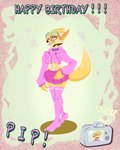 abstract_background anthro birthday bottomwear camera camera_flash clothing collar exposed_hips eyewear footwear glasses legwear male photo pink_bottomwear pink_clothing pink_skirt pink_sweater pink_topwear round_glasses simple_background skirt smile smiling_at_viewer smirk smirking_at_viewer socks solo sweater thigh_highs thigh_socks toony topwear anonymous_artist hi-rez_studios paladins_(game) pip_(paladins) vulpin pink 4:5 absurd_res hi_res