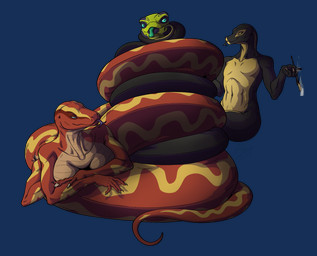 ambiguous_gender anthro apode bdsm bondage bound breasts coiling female group group_sex hypnosis intersex intersex/female legless mind_control multi_limb serpentine sex threesome tongue trio ab_rin rika_matias amphibian draconcopode frog naga reptile scalie snake hi_res
