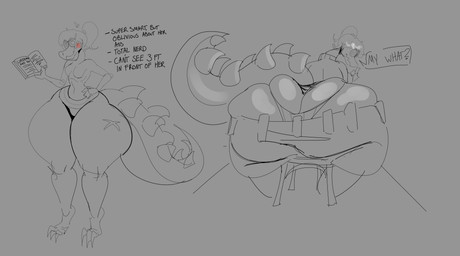 big_butt big_tail butt clothing huge_butt huge_tail hyper hyper_butt panties rear_view sitting skinny tail tall underwear empskit absurd_res hi_res sketch