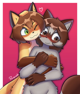 5_fingers anthro anthro_on_anthro arm_tuft biped black_ears blush brown_eyes brown_hair butter cuddling dairy_products duo embarrassed erni_(choripam) facial_markings femboy fingers food front_view fur fur_tuft gloves_(marking) green_eyes grey_body grey_fur hair hair_between_eyes hand_holding hand_on_chest head_markings heart_symbol hug interspecies intimate looking_at_another looking_at_partner looking_away love male male/male markings mask_(marking) nude nude_anthro nude_male one_eye_closed raccoon_tail romantic romantic_couple simple_background slim slim_anthro slim_male tuft wide_eyed wink yellow_body yellow_fur panqueik panqueik_(panqueik) canid canine mammal procyonid raccoon raccoon_dog tanuki absurd_res digital_drawing_(artwork) digital_media_(artwork) hi_res