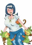 ambiguous_gender blush breasts clothing female feral group human_focus interspecies not_furry_focus pokephilia pandaranohako nintendo pokemon lana's_mother generation_8_pokemon grookey human mammal pokemon_(species) absurd_res hi_res