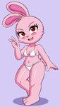 anthro breasts clothed clothing eyelashes feet female fur humanoid_feet pink_body pink_fur plantigrade red_eyes solo thick_thighs underwear wide_hips huitu_c pink_rabbit_(huitu_c) lagomorph leporid mammal rabbit hi_res