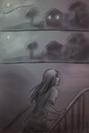 awoo building clothed clothing female female_human full_moon hair house long_hair moon night running solo peregr1ne human mammal 2:3 comic hi_res monochrome