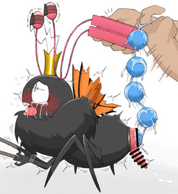 2_antennae 4_legs anal_beads_in_cloaca arthropod_abdomen bdsm bestiality black_body blush bodily_fluids bound censor_bar censored_genitalia censored_penis cloaca_juice cloacal cloacal_penetration cloacal_penis crown crying cum dominant dominant_human duo egg_vibrator ejaculation eyespots feral genital_fluids hands_tied headgear holding_object holding_sex_toy human_on_feral insect_wings interspecies lepidopteran_wings male male/male markings mostly_offscreen_character multicolored_wings open_mouth orange_wings penetration quadruped questionable_consent ruff saliva sex_toy sex_toy_in_cloaca sex_toy_insertion side_view solo_focus standing submissive submissive_feral submissive_male sweat tears teeth vibrator wings omnivore_(artist) disney hoppers_(disney) pixar titus_(hoppers) arthropod butterfly human insect lepidopteran mammal 2026 censored digital_drawing_(artwork) digital_media_(artwork)