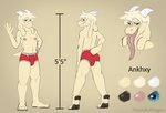 anthro athletic athletic_anthro athletic_male bulge clothing feet grin horn long_tongue male nipples pawpads paws pose seductive smile soles solo standing teeth tongue underwear thejoyfuldragon ankhxy bovid caprine goat mammal hi_res