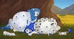 anthro birth birthing_pains blue_hair both_pregnant breasts duo female feral group_birth hair live_birth multi_breast multiple_birth multiple_pregnancies pregnant malaika4 girrominox malaika zuberi zuberi_khaldun felid hybrid leopard lion mammal pantherine maleherm_(lore)