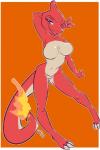 2015 2:3 anthro big_breasts breasts charmeleon featureless_breasts featureless_crotch female fire flaming_tail fuf generation_1_pokemon hi_res navel nintendo non-mammal_breasts nude orange_body orange_skin pinup pokemon pokemon_(species) pokemorph pose reptile scalie solo tail