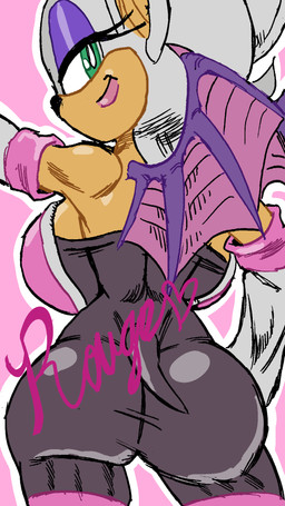 anthro back_boob bat_wings bedroom_eyes big_breasts big_butt breasts butt female female_anthro looking_at_viewer looking_back membrane_(anatomy) membranous_wings narrowed_eyes phone_wallpaper seductive shortstack solo wings goudadunn sega sonic_the_hedgehog_(series) rouge_the_bat bat mammal hi_res wallpaper