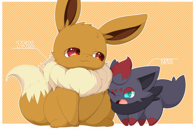 :3 ambiguous_gender angry black_body black_ears black_fur black_inner_ear black_tail blue_eyes brown_body brown_ears brown_fur brown_inner_ear brown_tail cheek_tuft dipstick_tail duo facial_tuft feral fluffy fluffy_tail fur head_tuft kemono larger_ambiguous larger_feral leg_markings looking_at_another markings monotone_tail multicolored_body multicolored_fur multicolored_tail neck_tuft number open_mouth orange_background pattern_background paws quadruped red_body red_eyes red_fur simple_background sitting size_difference smaller_ambiguous smaller_feral smile smug socks_(marking) standing tail tail_markings tan_body tan_fur tan_tail tongue tuft two_tone_body two_tone_fur two_tone_tail hirochanu nintendo pokemon canid canine eevee generation_1_pokemon generation_5_pokemon mammal pokemon_(species) zorua 3:2 colored digital_media_(artwork) hi_res shaded
