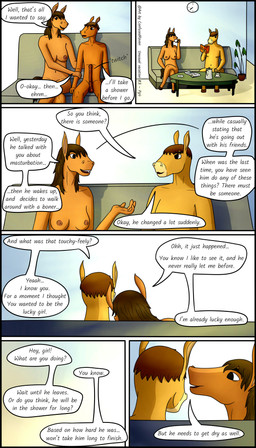 3_fingers adolescent animal_genitalia animal_penis anthro balls black_eyes book breasts brown_body brown_fur brown_hair casual_nudity clock container countershade_face countershading crossed_legs cup darkened_balls darkened_genitalia darkened_penis dialogue equine_genitalia equine_penis erection eyebrows facial_markings female female_anthro fingers fur furniture genitals hair head_markings hooves husband_and_wife male male/female male_anthro markings married_couple mature_female mature_male morning navel nipples nude nude_anthro nude_female nude_male nudist penis plant plant_pot potted_plant reading reading_book sofa table tea_cup teapot text throbbing throbbing_penis tongue whispering young young_anthro young_male confusedraven dave_(confusedraven) equid equine horse mammal 4:7 absurd_res comic english_text hi_res multiple_scenes father_(lore) mother_(lore) mother_and_child_(lore) mother_and_son_(lore) parent_(lore) parent_and_child_(lore) parent_and_son_(lore) son_(lore)