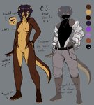 anthro blue_eyes blue_hair breasts brown_body brown_fur featureless_crotch female fur hair membrane_(anatomy) navel nude small_breasts solo webbed_hands ajna cj_(ajna) mammal mustelid otter hi_res model_sheet