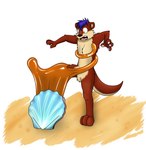 anthro beach big_feet biped blue_eyes blue_hair brown_body brown_fur claws countershade_face countershade_fur countershade_tail countershade_torso countershading feet fur hair imminent_transformation latex liquid_latex male multicolored_body naturally_censored nude on_one_leg open_mouth otter_tail outside pawpads paws plantigrade sand seashell shell simple_background solo standing suprise tail tan_body tan_countershading teeth white_background fox0808 living_latex mammal mustelid otter 2010 colored