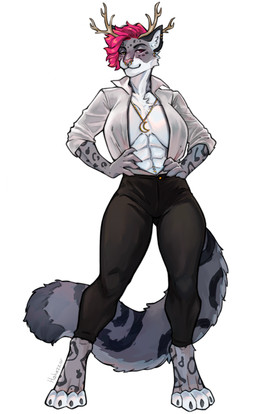 abs anthro antlers belly_piercing big_breasts breasts cleavage_cutout clothing cutout eyebrow_piercing facial_piercing female hair heterochromia horn jewelry multiple_piercings muscular muscular_female necklace office_clothing office_lady office_outfit piercing pink_hair shirt short_hair snow solo tail topwear white_clothing white_shirt white_topwear hahazzar domestic_cat felid feline felis hybrid leopard mammal pantherine snow_leopard absurd_res hi_res