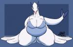 anthro anthrofied belly big_breasts breasts clothed clothing female huge_breasts overweight overweight_anthro overweight_female pokemorph solo tail thick_thighs rubbermage nintendo pokemon generation_2_pokemon legendary_pokemon lugia pokemon_(species) hi_res