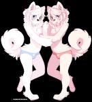 anthro blue_eyes blush bulge chest_tuft clothed clothing collar duo femboy fur hair male panties simple_background tongue tongue_out topless transparent_background tuft underwear white_body white_fur white_hair zamzi creme_(cafeoffender) frost_(sinfuldreams15) canid canine canis domestic_dog mammal alpha_channel digital_media_(artwork) pixel_(artwork) sibling_(lore) twins_(lore)