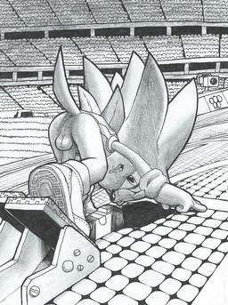 anus ass_up backsack balls being_watched bottomless butt camera clothed clothing footwear genitals looking_at_another male penis perineum public public_nudity solo stadium nowykowski7 sega sonic_the_hedgehog_(series) sonic_the_hedgehog eulipotyphlan hedgehog mammal traditional_media_(artwork)