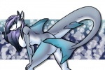 anthro bent_over breasts butt female fin grey_body grey_hair grey_skin hair long_hair non-mammal_breasts nude solo tail tail_fin 4tailedfox cloudtrotter kaveri fish marine shark 2015