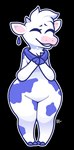 anthro blue_body blue_fur clasped_hands cloven_hooves ear_piercing ear_ring eyebrows eyes_closed featureless_crotch female fingers fur hooved_fingers hooves horn kerchief kerchief_only mascot mostly_nude neckerchief neckerchief_only neckwear open_mouth open_smile piercing ring_piercing smile solo standing white_body white_fur conditional_dnp welwraith lactaid lactaid_cow bovid bovine cattle holstein_friesian_cattle mammal 2019 alpha_channel hi_res