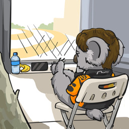 anthro banana bottle cellphone chair clothing container crossed_legs electronics feet food fruit fur furniture hair male phone plant racing_suit sitting smartphone solo tail toes topwear water_bottle frostpolarbear formula_1 mclaren koala mammal marsupial vombatiform 1:1 digital_media_(artwork) hi_res