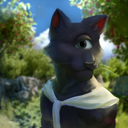 1_eye anthro black_body forest fur male plant solo tree koala_kiel cyclops domestic_cat felid feline felis mammal 1:1 absurd_res digital_media_(artwork) hi_res portrait