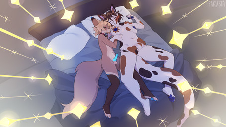 anthro areola balls bed bed_sheet bedding biped blue_areola blue_nipples blue_pawpads blue_penis breasts claws duo erection feet female fingers fur furniture genitals hair inside knot male navel nipples nude nude_anthro nude_female nude_male on_bed pawpads penis pillow sleeping tail toes vulva pakusta rachael_(cwoffle) vuvu_(cwoffle) canid canine domestic_cat felid feline felis fox hybrid kobold mammal scalie 16:9 2025 digital_drawing_(artwork) digital_media_(artwork) hi_res widescreen