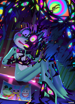 abstracting anthro bodily_fluids corruption crying darkness female glistening glistening_body male scared tears transformation ichimoral glitch_productions the_amazing_digital_circus jax_(tadc) ribbit_(tadc) abstraction_(tadc) amphibian frog lagomorph leporid mammal rabbit absurd_res hi_res