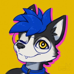 anthro blue_hair close-up eyewear fur glasses hair looking_at_viewer male simple_background solo moodytail canid canine canis domestic_dog husky mammal nordic_sled_dog spitz 1:1 2026 digital_media_(artwork) hi_res