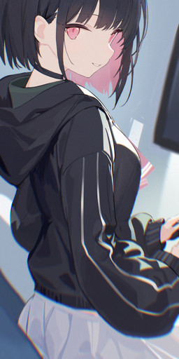 animal_ears arms_bent black_choker black_clothing black_coat black_hair black_jewelry black_necklace black_topwear bottomwear breasts choker clothing coat female female_humanoid hair halo jewelry looking_at_viewer medium_breasts multi_ear multicolored_hair necklace pink_eyes pink_hair short_hair side_view skirt smile teeth topwear two_tone_hair white_bottomwear white_clothing white_skirt nyarnya blue_archive nexon kazusa_kyoyama animal_humanoid cat_humanoid felid felid_humanoid feline feline_humanoid humanoid mammal mammal_humanoid absurd_res hi_res
