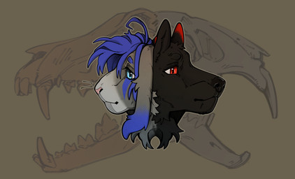 anthro bone fur heads male male/male skull yeen_shield canid canine canis hare lagomorph leporid mammal rabbit wolf absurd_res hi_res icon