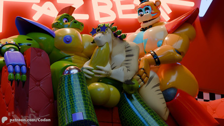 anal anal_penetration anthro balls big_balls big_muscles big_pecs big_penis fellatio from_behind_position genitals green_body group machine male male/male muscular muscular_male oral orange_body pecs penetration penile penis sex trio codans five_nights_at_freddy's five_nights_at_freddy's:_security_breach scottgames steel_wool_studios codan glamrock_freddy montgomery_gator alligator alligatorid animatronic bear crocodilian fish mammal marine reptile robot scalie shark 16:9 hi_res widescreen