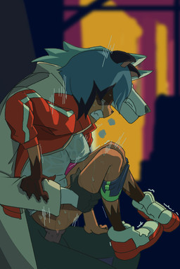 5_fingers ambiguous_penetration anthro anthro_on_anthro anthro_penetrated anthro_penetrating anthro_penetrating_anthro black_body black_nose blue_body blue_fur blue_hair blush bodily_fluids bottomwear breasts brown_body brown_fur butt clenched_teeth clothed clothing coat crying duo female female_penetrated fingers footwear fur genitals gloves hair hand_on_arm hand_on_leg handwear jacket knot male male/female male_penetrating male_penetrating_female multicolored_body multicolored_fur multicolored_hair penetration penis questionable_consent rough_sex sex shoes short_hair sweat tears teeth tongue tongue_out topwear wet wet_clothing white_body white_fur ctfbm brand_new_animal studio_trigger michiru_kagemori shirou_ogami canid canine canis mammal raccoon_dog tanuki wolf 2020