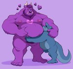 anthro anthro_on_anthro beard belly big_belly big_moobs big_muscles blue_body blue_fur blush duo eyebrows eyes_closed facial_hair fur hair heart_symbol horn hug male male/male markings moobs musclegut muscular muscular_anthro muscular_male navel nipples nude overweight overweight_anthro overweight_male pubes purple_background purple_body purple_fur simple_background size_difference smile standing tuft tusks splashburr bear mammal mustelid otter werecreature weremustelid wereotter 2021 hi_res