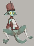 anthro anus clothed clothing female flat_chested genitals hat headgear headwear pantsless pussy skinny solo uniforms vaginal =djoyk= firth lizard reptile scalie hi_res