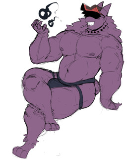 anthro belly bulge clothing hat headgear headwear jockstrap male musclegut muscular muscular_male nipples pecs purple_body shadowed_eyes simple_background smile solo underwear white_background tanukiednuki nintendo pokemon generation_1_pokemon gengar pokemon_(species) absurd_res hi_res