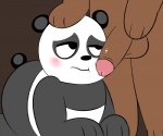 anthro balls bear blush brown_bear cartoon_network duo genitals giant_panda grizzly_(we_bare_bears) grizzly_bear half-erect humanoid_genitalia humanoid_penis male male/male mammal nude panda_(we_bare_bears) penis penis_on_face pseudo_incest_(lore) simple_background ursine virate-chip we_bare_bears