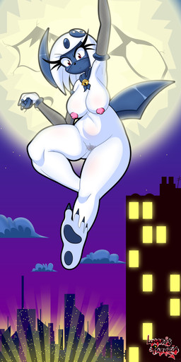 4_fingers 4_toes anthro areola blue_face blue_forehead_gem blue_horn blue_pawpads blue_tail blush bodily_fluids breasts building exhibitionism eyelashes feet female fingers forehead_gem gem genital_fluids genitals hair holding_object holding_weapon horn humanoid_feet innie_vulva moon navel night ninja nipples nude outdoor_nudity pawpads pink_areola pink_nipples plantigrade pokemorph red_eyes serious serious_face soles solo swinging tail text toes vaginal_fluids vulva warrior weapon white_body white_hair lunaris_parukia nintendo pokemon yami_(lunaris_parukia) absol generation_3_pokemon pokemon_(species) 2025 absurd_res digital_media_(artwork) english_text hi_res