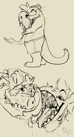 anthro beverage bodily_fluids cola male male/male open_mouth saliva soda tongue uvula vore yorushade mythology dragon fish mammal marine mustelid mythological_creature mythological_scalie otter scalie absurd_res hi_res monochrome